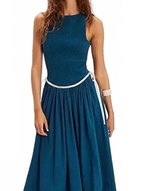 Nwt Free People Nightingale Seersucker  Smocked Midi Dress Small